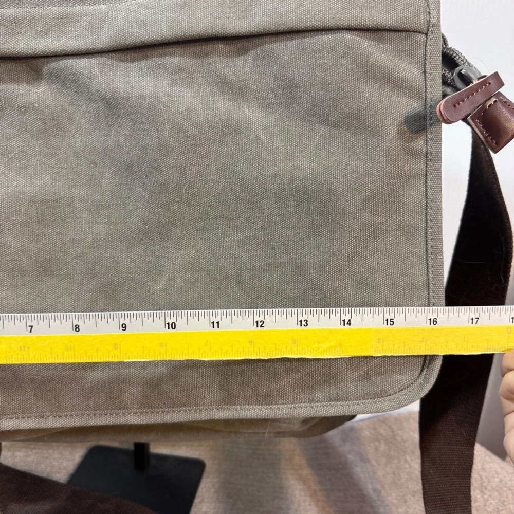 Canvas Messenger Bag Mens Large Gray 16